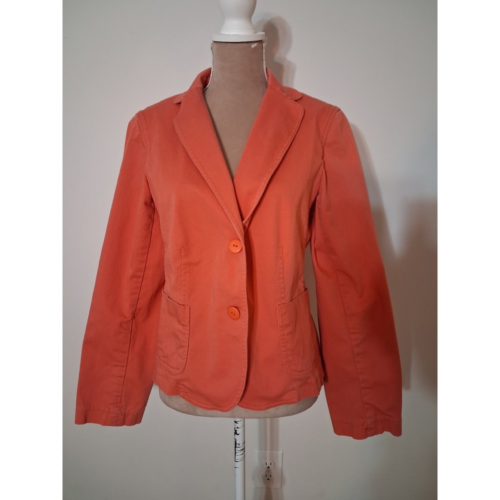Pendleton Womens Coral Orange Cotton Stretch Two Button Blazer Jacket Size L